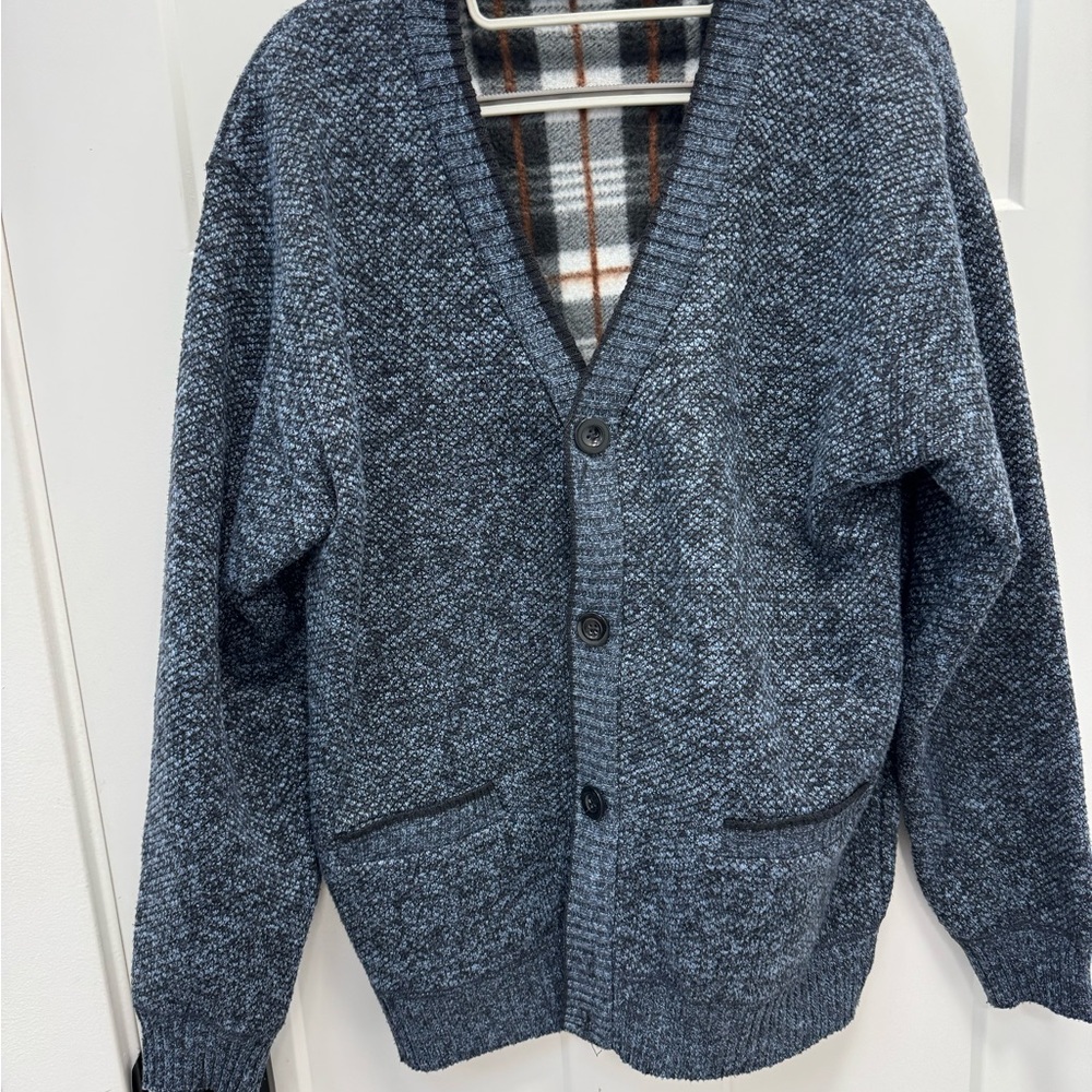 Men's Heather  Blue Cardigan Sweater size M
